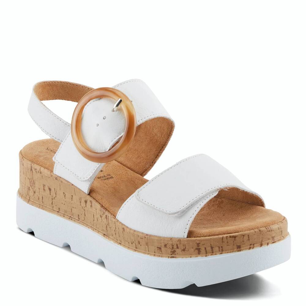 NEW SPRING STEP SHOES women's abarah leather platform sandal shoe in white